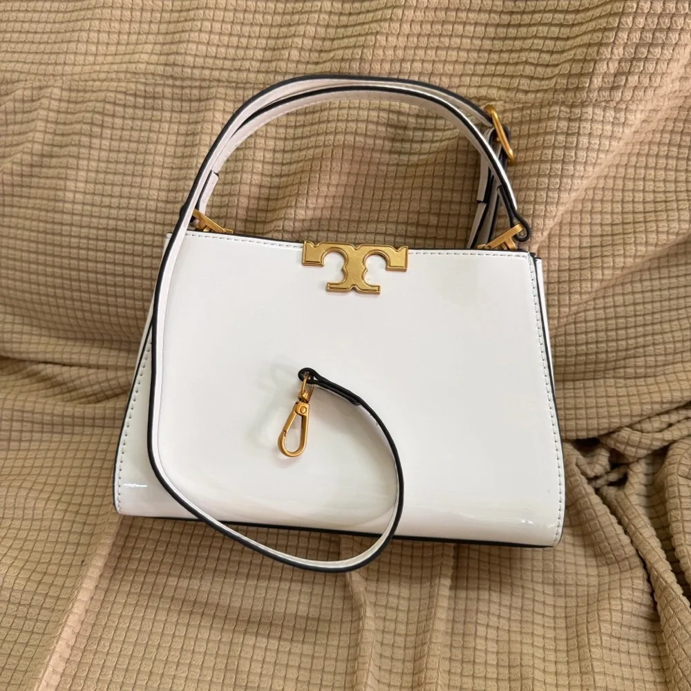 Tory Burch White Shoulder Bag with Gold Details